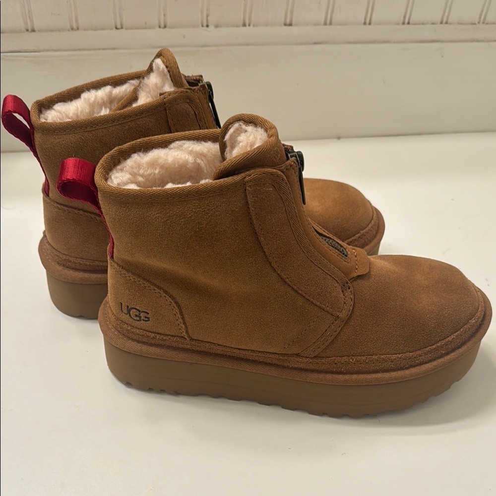 UGG Zip-Front Platform Brown Booties